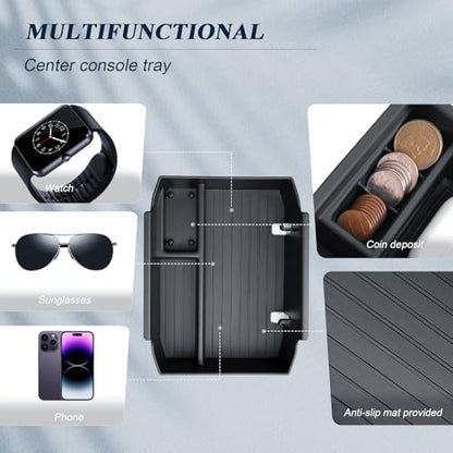 BIBIBO 3Pack for 2026 Subaru Outback Center Console Organizer 2026 Subaru Outback Console Armrest Tray+Cup Holder +Wireless Charging Mat 2026-Outback Insert Organizer Tray - color: Black-3Pack