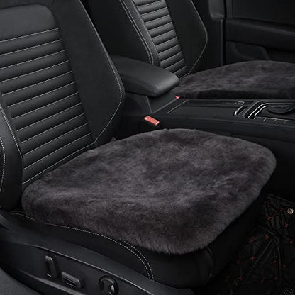 IRIWOOL Genuine Sheepskin Auto Seat Pad, Australian Soft Wool Seat Cover Breathable and Sweat-Wicking Comfort Warm Universal Fit,19.2 inch x19.2 inch (Front seat Cushion 1pc, Dark Grey) - color: Dark Grey, size: 1 Count (Pack of 1)