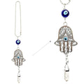 LUCKBOOSTIUM Hand Protection Amulet Evil Eye Car Rearview Mirror Hanging Ornament Charms Accessories Car Charm Good Luck - (2"x11" White Turquoise) - color: White Turquoise