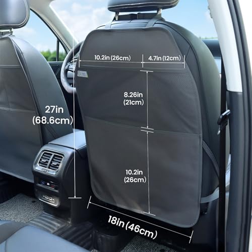 Viaviat Car Seat Protector Large Kick Mat 2 Pack Durable Water Resistant Auto Seat Back Covers with 2 Mesh Pockets Protection Against Dust Mud Scratches (Dark Gray, 2-Pack) - color: Dark Gray