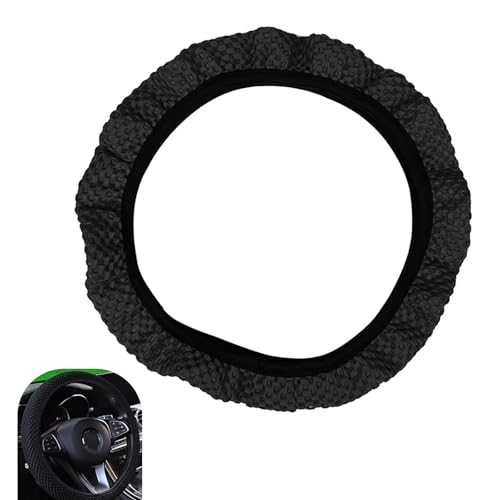 Steering Wheel Cover, Ice Silk & Microfiber 3D Massage Mesh Car Steering Wheel Cover, Breathable Anti-Slip Easy Grip Wheel Protector 14.5"-15", Universal for Most Cars (Black) - color: Black