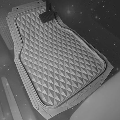 CAR PASS Heavy Duty Rubber Car Mats, Gray Deep Dish All-Weather Car Floor Mat Full Set Durable Anti-Slip 3D Rhombus Waterproof Trim Fit Liner Universal Fit Automotive,Sedan,SUV,Truck, 3 Pcs Light Gray - color: light gray