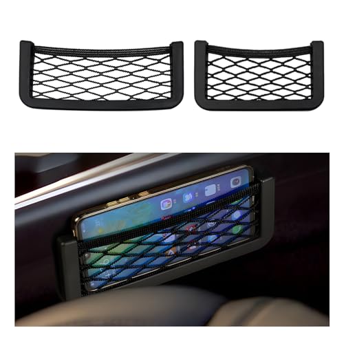 2 PCS Car Pocket Phone Nets, Purse Phone Holder Mesh Storage Bag with Double Sided Tape, Stick on Organizer Seat Side Back Automotive Storage Net Bag, Car Accessories - color: 2 PCS