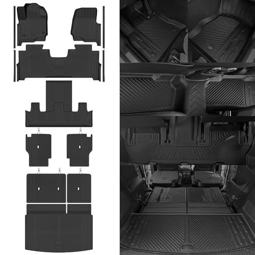 Custom Fit Floor Mats for Ford Expedition MAX 7 Seats/Captain Seat 2018-2024, All Weather TPE Floor Liners & Trunk Mat & Backrest Mats & Door Sill Guard, Odorless Full Set Interior Accessories - size: 6)Expedition 7 Seats MAX|2018-2024