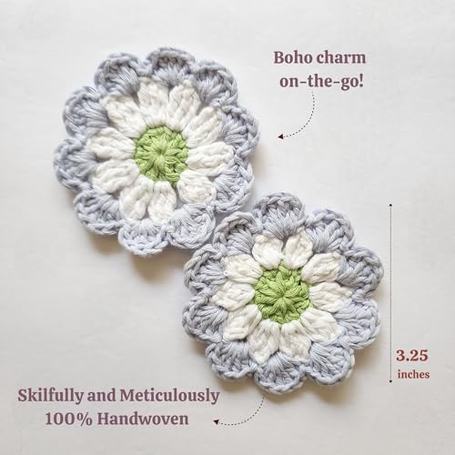 Cotton Car Coasters 2pc Car Cup Coasters Cute car Accessories for Women car Coaster for Cup Holders (Misty Bloom) - color: Misty Bloom