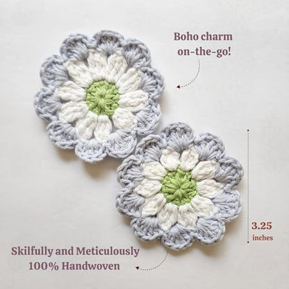Cotton Car Coasters 2pc Car Cup Coasters Cute car Accessories for Women car Coaster for Cup Holders (Misty Bloom) - color: Misty Bloom