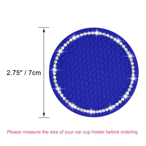 Bling Car Coasters, Wisdompro 4 Pack PVC Car Cup Holder Insert Coaster - Anti Slip Universal Vehicle Interior Accessories Crystal Glitter Cup Mats for Women and Men (2.75" Diameter, Blue) - color: Blue
