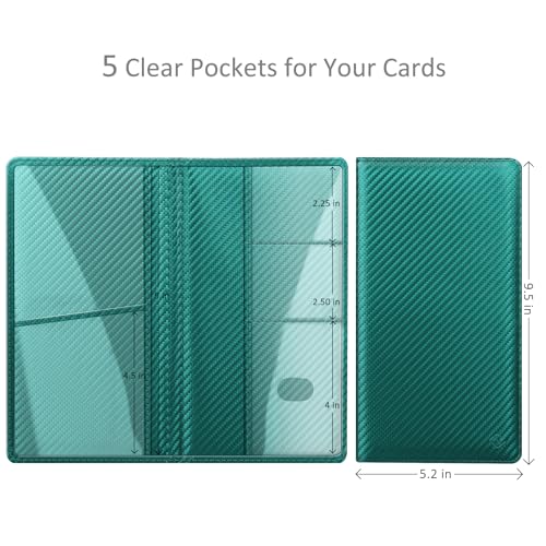 FINPAC Car Registration and Insurance Card Holder, Vehicle Glove Box Card Organizer Wallet Automobile Accessories for License - color: Dark Green