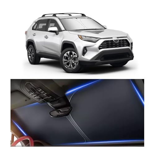 Car Windshield Sun Shade Compatible with Toyota RAV4 2019-2025,Oxford Cloth Sun Shade for Car Windshield with Foldable Design,Windshields Cover Suns Shades for Blocking Heat with Storage Bag - color: for Toyota RAV4 2019-2025