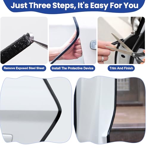 Car Door Edge Guards Strip - Upgraded, Easy Install, Tightly, Fade-Resistant, Universal Fit Most of Cars, Black Automotive Door Protector, Rubber Edge Trim Molding, 16.5Ft