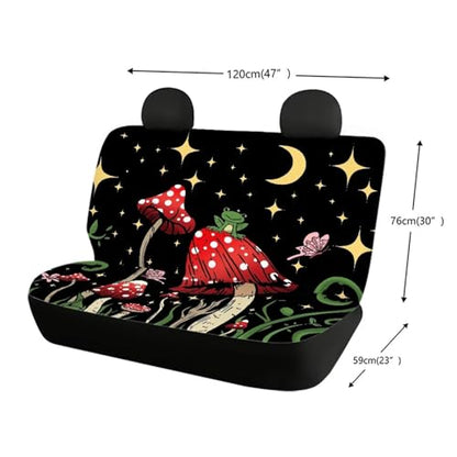 Mushroom Frog Car Seat Cover Universal Fit Trucks SUV Rear Bench Seat Covers Night Moon Star Car Accessories for Women Interior Cute - color: 1 Mushroom Frog Star