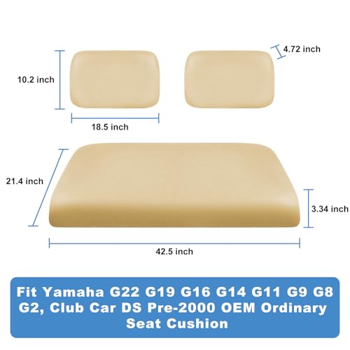 Golf Cart Seat Covers Set for Yamaha G22 G19 G16 G14 G11 G9 G8 G2, Club Car DS Pre-2000 OEM Ordinary Front Seats, Durable Breathable Seat Covers Washable Polyester Mesh Cloth Without Logo, Beige