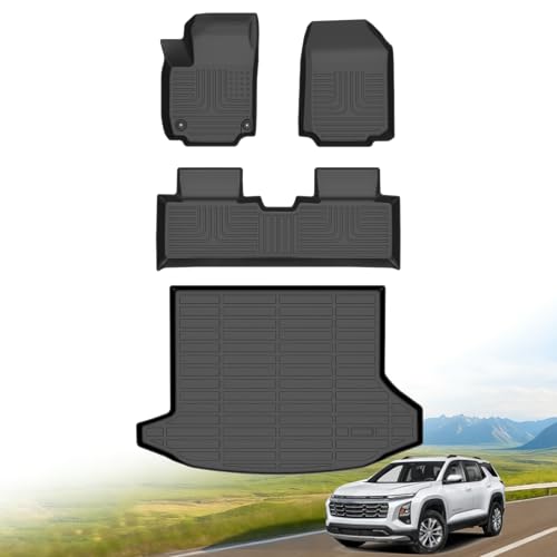 Hutisya-Floor Mats & Cargo Liner Set Fit for 2025 2026 Chevrolet Chevy Equinox (Not EV) & GMC Terrain All Weather Protection Anti-Slip & Durable TPE Full Set Liners Automotive Accessories-Black - style: 9)For Equinox 2025 2026 Full Set