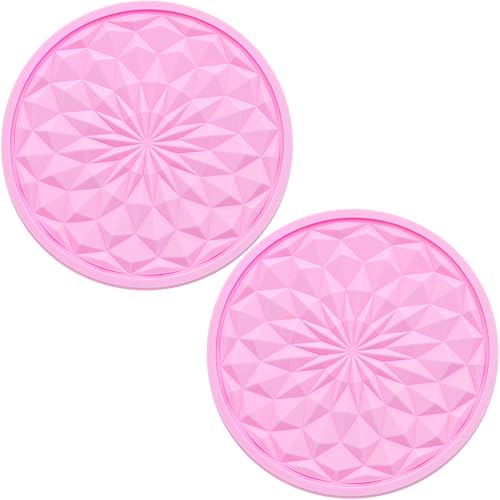 2 Pack Silicone Car Cup Holder Coaster – 2.75 Inch Non-Slip Drink Mat, Universal Fit for Most Vehicles – Cute & Functional Auto Accessories (Pink) - color: Pink, size: 2 pcs