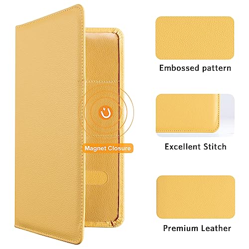 CoBak Car Registration and Insurance Holder - Vehicle Glove Box Car Organizer,Auto Truck Comparment Accessories Case with Magnetic Closure for Essential Document,Driver License,Cards - color: L-Yellow