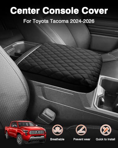 Shademax Custom for 2024 2025 Toyota Tacoma Center Console Cover Armrest Cover for Tacoma Accessories 2026 Armrest Cushion Pad Leather Middle Console Lids Cover Seat Box Protector Anti-Scratch - size: Size for Toyota Tacoma 2024-2026
