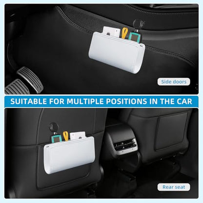 Car Trash Can, Universal Leather Foldable Leakproof Garbage Bins Car Door Organizer Holder (White) - color: White