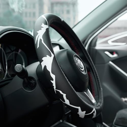 Mountains, Adventure, Outdoors, Camper, Hiking, Mountain Car Leather Steering Wheel Cover - 15-inch Universal Microfiber- Soft & Breathable & Silicone Anti Slip Auto Steering Wheel Wrap - color: Mountains