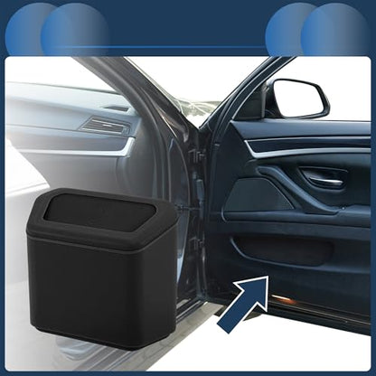 Car Trash Can Car Door 6.3" Length 2.8" Width 5.5" Height Auto Trash Bin Plastic Black Hanging - color: Black