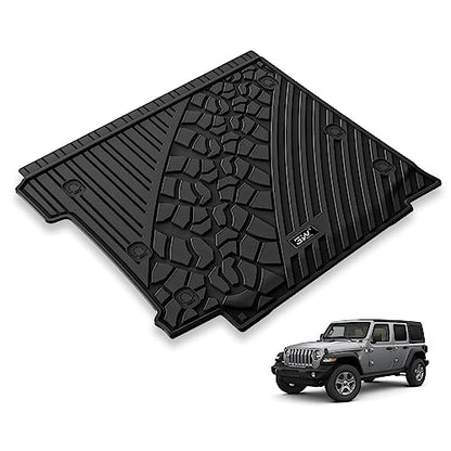 3W Cargo Mat Fit for Jeep Wrangler JL with SUBWOOFER 2018-2025 2026 All Weather Custom Fit Trunk Liner for JL Unlimited 4-Door Sahara Willys Rubicon(Non JK or 4XE) Black