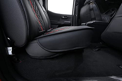 Tomatoman Tacoma Rear Seat Covers Compatible with Toyota Tacoma 2005-2025 2026 TRD Sport OffRoad Limited SR5 V6 Crew Double Extended Cab Truck Waterproof Leather Back Car Cushions(Rear Seat/Black-Red) - color: Rear Seat/Black-Red