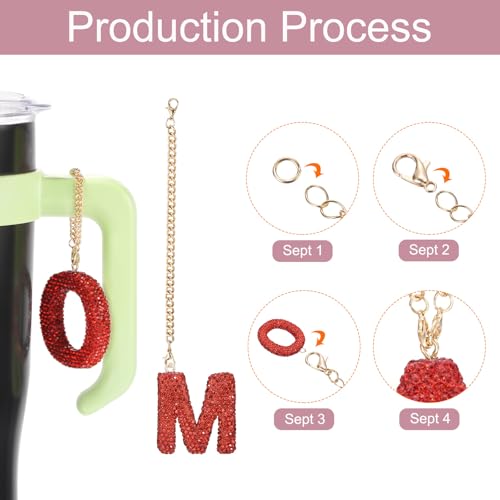 MECCANIXITY Bling Car Letter Charm, Initial M Letter Interior Car Rear View Mirror Decoration Hanging Crystal Ornaments for Women Bags Water Cup DIY Craft, Red - style: Letter M