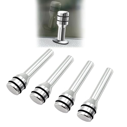 4 Pcs Car Door Lock Knobs, Universal Door Lift Bolt Auto Inner Door Pull Pins Aluminum Alloy Door Lock Pin Cover Modification Door Lock Bolt Pin Cover for Cars, Trucks (Sliver) - color: Sliver