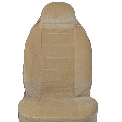 BDK Beige Full Cloth High Back Auto Seat Covers Encore Style 2 pc Premium