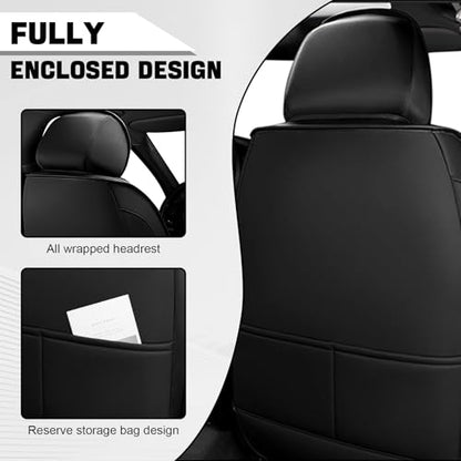 Car Seat Cover for KIA Soul 2010-2025, Driver's Seat Covers,Non-Slip Waterproof seat Cover,Wear-Resistant Nappa Leather car seat Covers. (Luxury 2 Seats/Black White) - color: Black White, size: Luxury 2 Seats