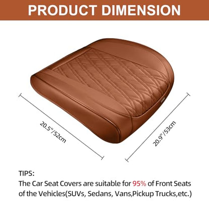 Luxury Faux Leather Car Seat Cover Front Bottom Protector, Seat Cushion Without Backrest, Anti-Slip and Wrap Around The Bottom, Fit Most Cars & Vehicles, 1 Piece, Brown - color: Brown, size: 1 PCS