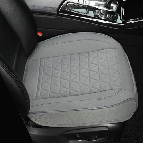 West Llama Linen Front Car Seat Cover Protector Anti-Slip Bottom Seat Cover Fits 95% of Vehicles,Wrapping Around The Bottom,Triangular Pattern(Gray-1Pcs) - color: Triangular Pattern-Gray, size: 1 Piece Linen