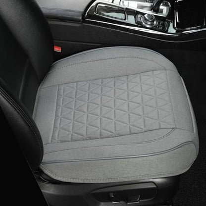 West Llama Linen Front Car Seat Cover Protector Anti-Slip Bottom Seat Cover Fits 95% of Vehicles,Wrapping Around The Bottom,Triangular Pattern(Gray-1Pcs) - color: Triangular Pattern-Gray, size: 1 Piece Linen