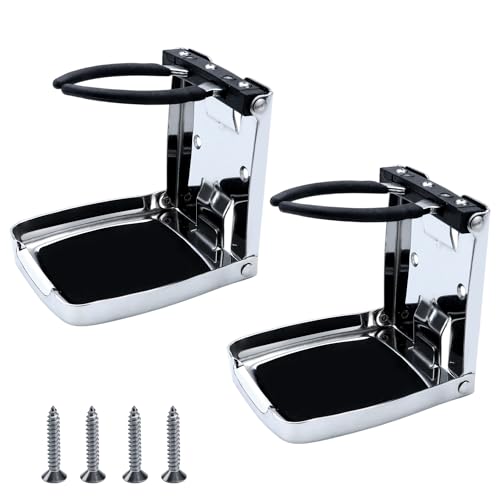 304 Stainless Steel Adjustable Folding Cup Holders,Boat Drink Cup Holder,Folding Wall Car Desk Cup Holder for Trucks,RVs,Vans,Boats,Campers,Caravans(2 Pack) - style: Silver 2Pack