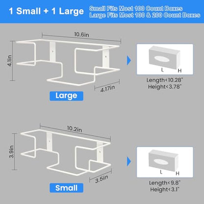 THYGIFTREE Glove Box Holder Wall Mount Dispenser, 2 Pack with 1 Small + 1 Large Rack, Small Fits 100 Count Boxes, Large Fits 100 & 200 Count Boxes, Fits Most Nitrile Latex & Vinyl Glove Boxes, White - color: White - 2Pack (Fits Standard Box)