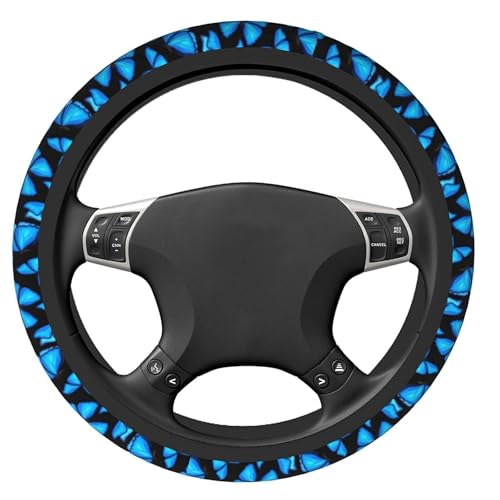 Blue Butterfly Steering Wheel Covers Non Slip Neoprene Steering Wheel Protector Universal 15 inch for Women Men Car - color: Black18