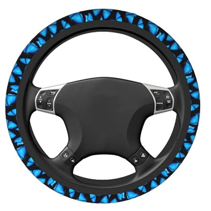 Blue Butterfly Steering Wheel Covers Non Slip Neoprene Steering Wheel Protector Universal 15 inch for Women Men Car - color: Black18
