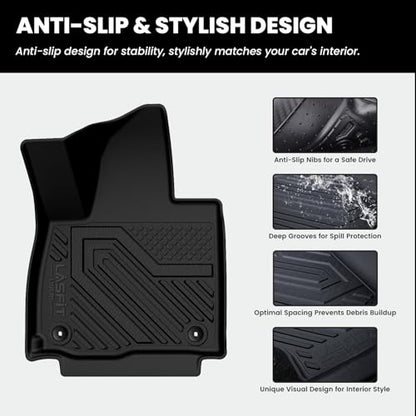 LASFIT Floor Mats for Kia Telluride 2027 (Only Fit Gas, Not Fit Hybrid), All Weather TPE Custom Fit Floor Liners 1st & 2nd & 3rd Row Car Mats Accessories, Black - size: 3)For Kia Telluride | 2027