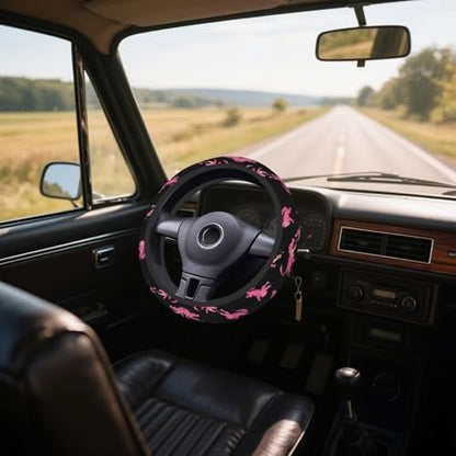Steering Wheel Cover Accessories Neoprene Cover, Breathable Non-Slip Easy to Install Suitable for Women Men, 14.5-15.5 Inch for Car SUV Van Truck Universal - Pink Crocodile - color: Pink Crocodile