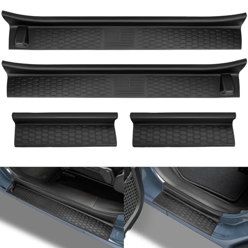 HOCHO Fit for Jeep Door Sill Guards, Upgraded Thicker Rubber US Flag Pattern Door Sill Guards Fit for 2018-2025 Jeep Wrangler JL JLU Accessories & Gladiator Accessories 4 Doors