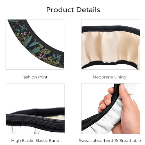 Vintage Daisy Leaves Flowers Steering Wheel Cover for Women, Anti-Slip Elastic Breathable Soft Rubber Car Steering Wheel Protective Cover, Universal 15 Inch Fit for Cars, Auto, SUVs