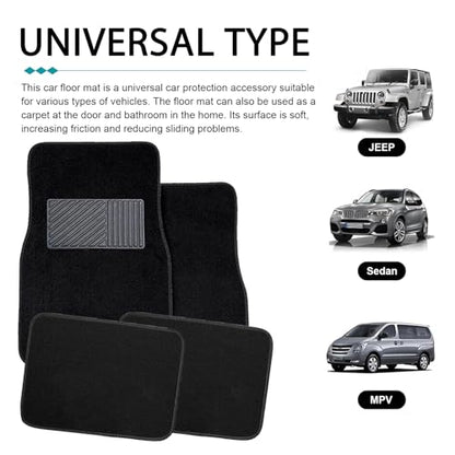 4 PCS Car Carpet Floor Mat, PVC Anti-slip Flame-retardant Car Mats, Breathable Comfort Front & Rear Carpet Mat Set, Universal for Most Cars, SUVs, Trucks (Black)