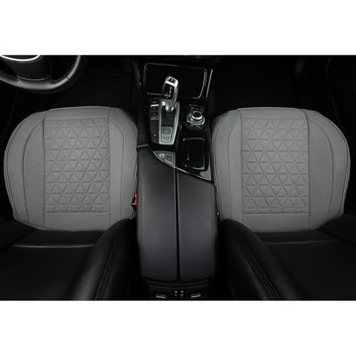 West Llama Linen Front Car Seat Cover Protector Anti-Slip Bottom Seat Cover Fits 95% of Vehicles,Wrapping Around The Bottom,Triangular Pattern(Gray-2Pcs) - color: Triangular Pattern-Gray, size: 2 Piece Linen