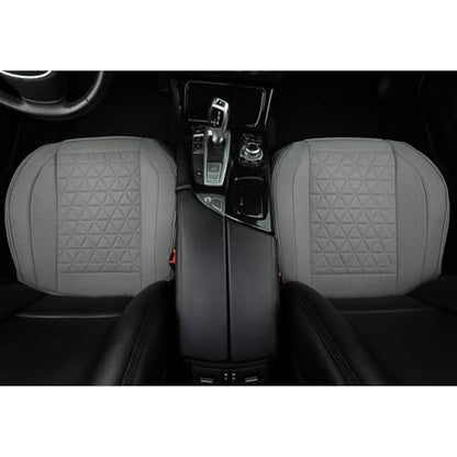 West Llama Linen Front Car Seat Cover Protector Anti-Slip Bottom Seat Cover Fits 95% of Vehicles,Wrapping Around The Bottom,Triangular Pattern(Gray-2Pcs) - color: Triangular Pattern-Gray, size: 2 Piece Linen