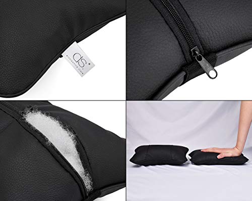 Car Neck Pillow 2 Pieces PU Leather Travel Pillow for Head Rest Neck Support for Car Seat - Black