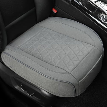 Linen Front Car Seat Cover Protector Anti-Slip Bottom Seat Cover Fits 95% of Vehicles,Wrapping Around The Bottom,Triangular Pattern(Gray-2Pcs)