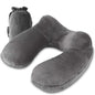 Inflatable Travel Pillow, Soft Velvet Inflatable Neck Pillow for Traveling, Airplanes, Train, Car, Office with Compact Bag, Breathable Washable Cover, Suit for Adults Sleeping - Grey - color: Grey