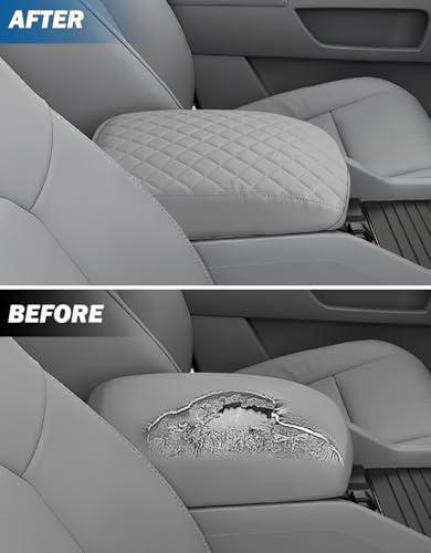 JOYTUTUS Center Console Cover Compatible with 2009-2015 Pilot, Leather Arm Rest Armrest Cover for Car, Well-Make Durable Middle Console Cover Lid Replacement for Trucks, Easy to Install, Gray