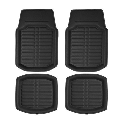FH Group Universal Fit for all weather protection Deep Tray Style Automotive Floor Mats fits most Cars, SUVs, and Trucks, 4 Piece Solid Black - color: Solid Black - Full Set
