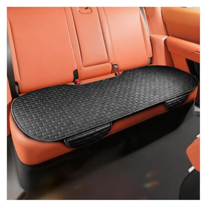 Car Rear Seat Cover, Comfortable Linen Automotive Seat Pad with Storage Pocket, Anti-Slip Breathable Vehicle Seats Protection Mat, Universal Car Bench Seats Pad for SUV, Truck (Black-L) - size: Black-L