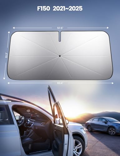 Car Windshield Sunshade Umbrella for F150 2021-2025 - Lamicall Foldable Car Windshield Sun Shade Cover, 5 Layers UV Block Coating, Front Window Heat Insulation Protection, for F150 (2021-2025) - size: Ford F150 (2021-2025)